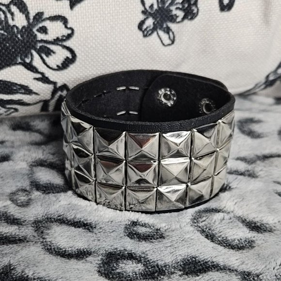Studded Black And Silver Bracelet - Picture 1 of 2
